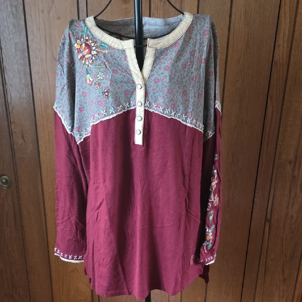 Double D Ranch henley t-shirt